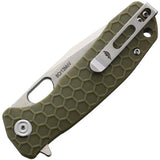 Honey Badger Knives Medium Linerlock Tanto HB1333 Satin 8Cr13MoV Blade Green Textured Nylon Handle by Honey Badger Knives
