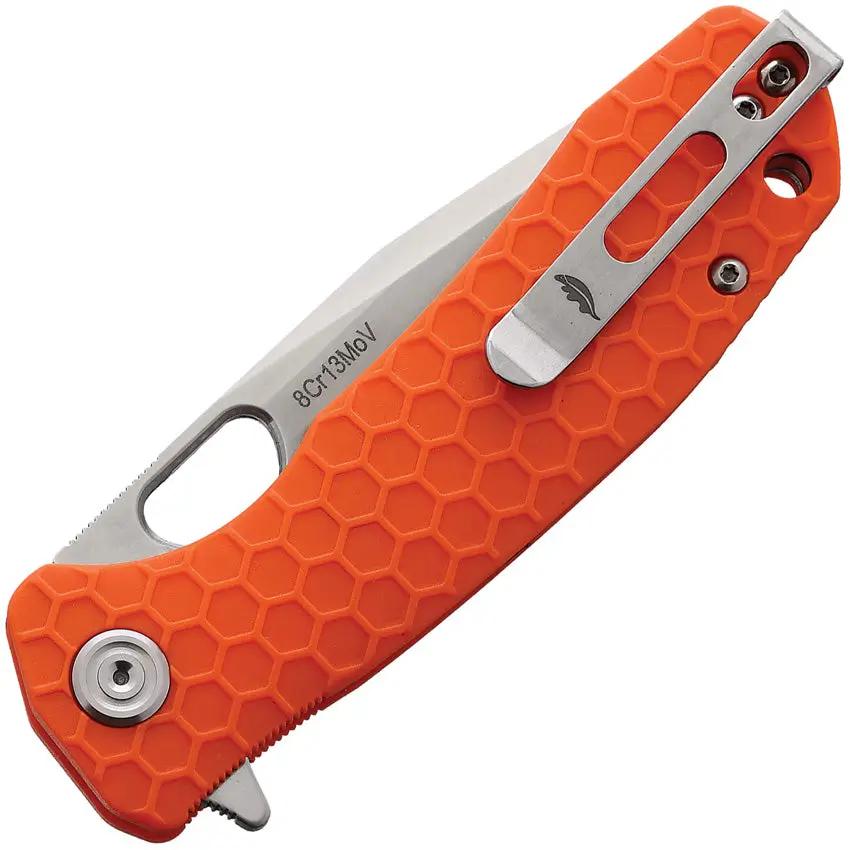 Honey Badger Knives Medium Linerlock Tanto Orange HB1336 - Durable 3.13 Inch Satin Blade With Textured Nylon Handle by Honey Badger Knives