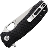 Honey Badger Knives Medium Leaf Linerlock Black HB1386 - D2 Tool Steel Blade Textured Nylon Handle by Honey Badger Knives