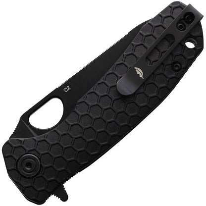 Honey Badger Knives Medium Leaf Linerlock Black HB4027 - 3.25 Inch D2 Blade Textured Nylon Handle by Honey Badger Knives