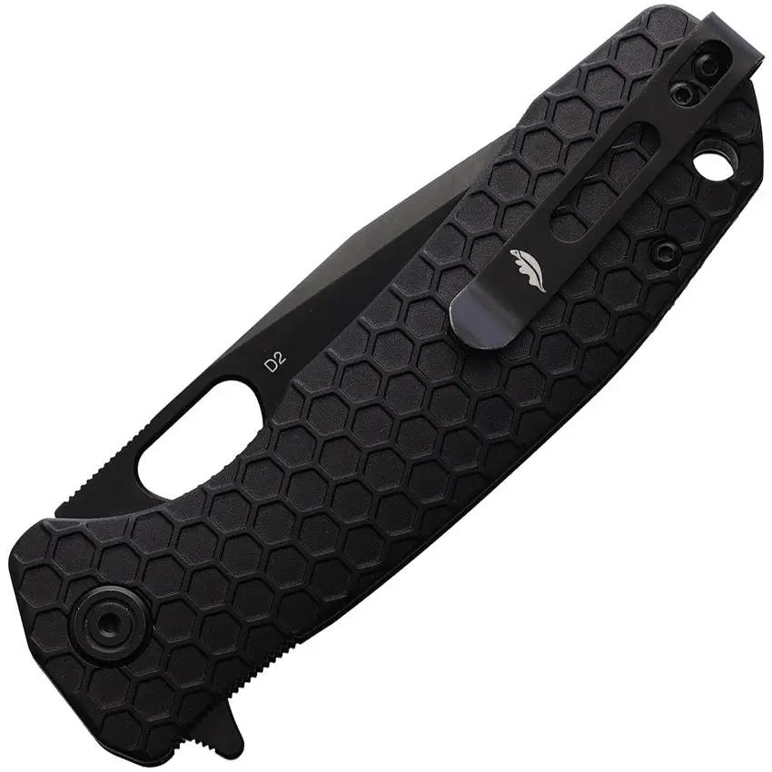Honey Badger Knives Large Linerlock Tanto Black HB4032 - D2 Tool Steel Blade With Textured Nylon Handle by Honey Badger Knives