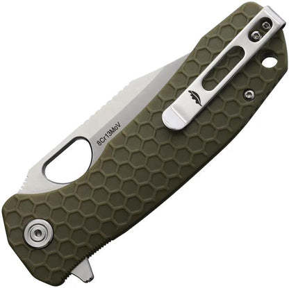 Honey Badger Knives Large LinerLock Clip Green HB4065 - Durable 8Cr13MoV Satin Blade With Textured Nylon Handle by Honey Badger Knives
