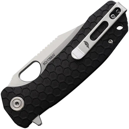 Honey Badger Knives Medium Linerlock Clip Black HB4069 - Satin Finish 8Cr13MoV Clip Point Blade by Honey Badger Knives
