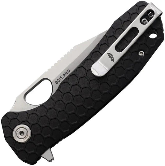Honey Badger Knives Medium Linerlock Clip Black HB4069 - Satin Finish 8Cr13MoV Clip Point Blade by Honey Badger Knives