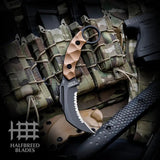 Halfbreed Blades Close Quarters Battle PS DE CQB 02PS DE Partially Serrated 3.5 Inch PVD Blade Dark Earth G10 Handle by Halfbreed Blades