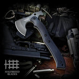 Halfbreed Blades Compact Rescue Axe Doutone CRA-01 BLK/ODG - Full Tang, Hammer End, MOLLE Compatible Belt Sheath by Halfbreed Blades