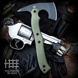 Halfbreed Blades Compact Rescue Axe - Teflon Coated K110 Tool Steel Head With Full Tang And MOLLE Sheath by Halfbreed Blades