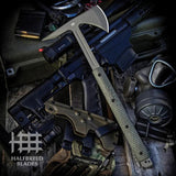 Halfbreed Blades Large Breaching Axe OD Green LBA-01 ODG - Full Tang Glass Breaking Chisel Pommel And Tanto Spike by Halfbreed Blades