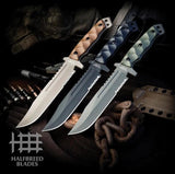 Halfbreed Blades Large Infantry Knife Gen II OD Green Sawback with Teflon Coated Serrated Clip Point Blade by Halfbreed Blades