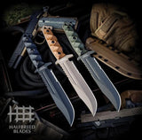 Halfbreed Blades Large Infantry Knife Gen II OD Green Sawback with Teflon Coated Serrated Clip Point Blade by Halfbreed Blades