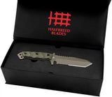Halfbreed Blades Medium Infantry Knife Gen 2 MIK 02 OD Green Sawback Partially Serrated Teflon Coated Tanto - Versatile by Halfbreed Blades