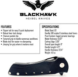 Heibel Knives Blackhawk Linerlock - Black D2 Stonewashed Clip Point Knife With G10 Handle Extended Tang by Heibel Knives