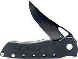 Heibel Knives Blackhawk Linerlock - Black D2 Stonewashed Clip Point Knife With G10 Handle Extended Tang by Heibel Knives