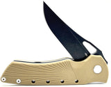 Heibel Knives Blackhawk Linerlock Tan HKBLKBT - D2 Tool Steel Clip Point Blade, 3.5 Inch, Tan G10 Handle, Pocket Clip by Heibel Knives