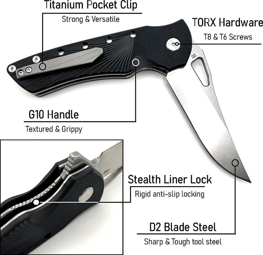 Heibel Knives Blackhawk Linerlock Black HKBLKRB by Heibel Knives