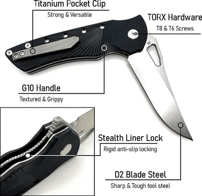 Heibel Knives Blackhawk Linerlock Black HKBLKRB by Heibel Knives