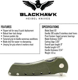 Heibel Knives Blackhawk Linerlock OD - D2 Tool Steel Clip Point Knife With OD Green G10 Handle by Heibel Knives