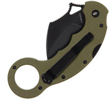 High Desert Blade Works TARANI Journeyman Lockback - D2 Tool Steel Karambit Blade With Green G10 Handle by High Desert Blade Works