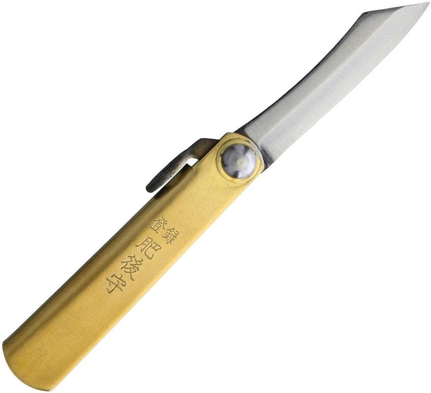 Higonokami SK Folder Brass Blue Sheath NO. 1 W/ BLUE LEATHER CASE by Higonokami