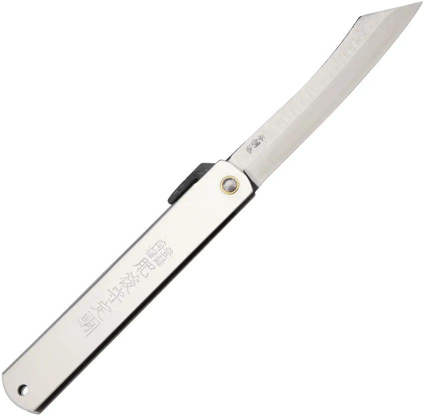 Higonokami Folding Knife No 8 Triple Layered SK Steel Blade Extended Tang Stainless Handles For EDC Enthusiasts by Higonokami