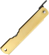Higonokami Brass Folder BL187 EDC Knife Satin Blue Paper Steel Blade Extended Tang Lanyard Hole Boxed by Higonokami
