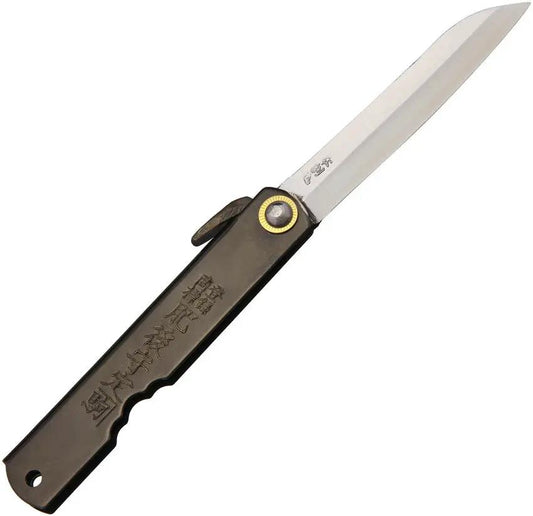 Higonokami No 12 Folder Knife Black Stainless Handle for EDC Fans, 4 3/8 Closed, White Paper Steel Blade by Higonokami