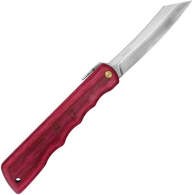Higonokami Woody VG10 Folder Knife Premium Red Wood Handle For EDC Enthusiasts Compact 4.25in Closed Design by Higonokami