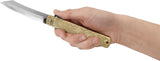 Higonokami Warikomi Large Dragon Folding Knife For Collectors Brass Handle Blue Paper Steel Blade by Higonokami