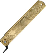 Higonokami Warikomi Large Dragon Folding Knife For Collectors Brass Handle Blue Paper Steel Blade by Higonokami