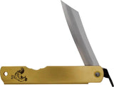 Higonokami Warikomi Folding Knife Rooster BL179 With Blue Paper Steel Blade Extended Tang Brass Handle For Collectors by Higonokami