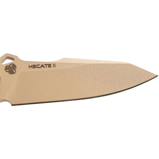 Hydra Knives Hecate II Fixed Blade Desert HK15BR - Desert Tan Niolox Blade With Full Tang And Glass Breaker by Hydra Knives