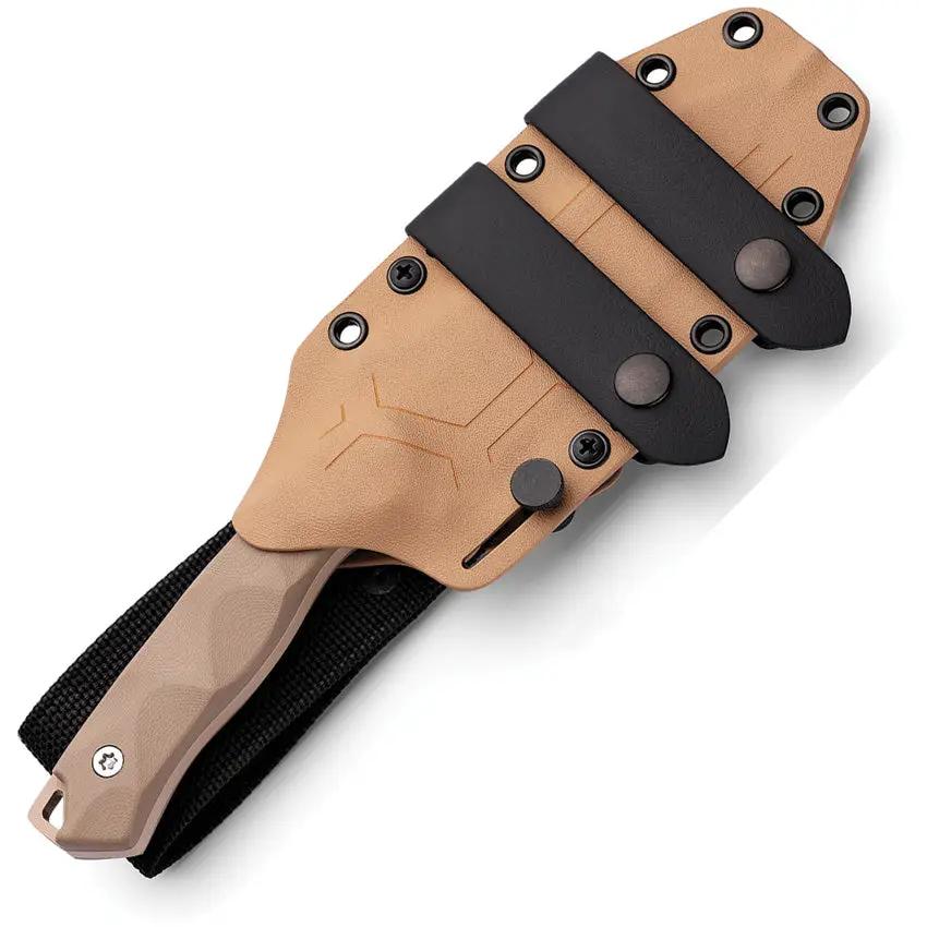 Hydra Knives Hecate II Fixed Blade Desert HK15BR - Desert Tan Niolox Blade With Full Tang And Glass Breaker by Hydra Knives