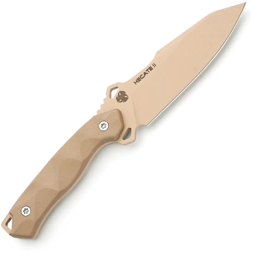 Hydra Knives Hecate II Fixed Blade Desert HK15BR - Desert Tan Niolox Blade With Full Tang And Glass Breaker by Hydra Knives