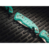 Hogue Auto A01 Microswitch Button Automatic Knife for EDC, 2-Inch CPM-154 Wharncliffe Blade, Teal Aluminum Handle by Hogue