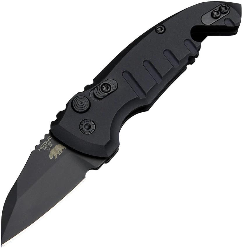 Hogue Auto A01 Automatic Opening Knife For EDC 4 Inch Closed 2 Inch Wharncliffe Blade CPM 154 Cerakote Black by Hogue