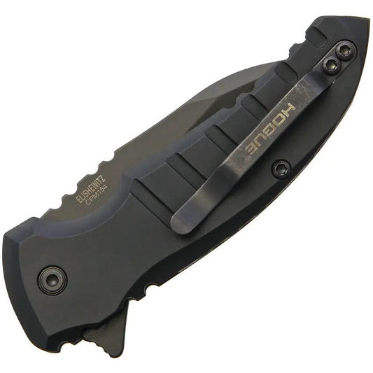 Hogue X1 Microflip Button Lock Knife For EDC Enthusiasts With 2.75 Inch Wharncliffe Blade 154CM Black Aluminum by Hogue