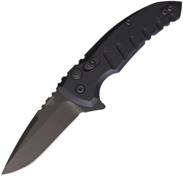 Hogue X1 Microflip Button Lock Knife For EDC With 154CM Blade 4 Inch Closed Black Aluminum Handle Case Included by Hogue