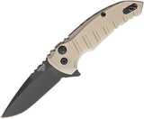 Hogue X1 Micro Button Lock Knife CPM-154 4in Closed Matte Tan Aluminum Handle For EDC Enthusiasts Pocket Clip by Hogue