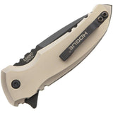 Hogue X1 Micro Button Lock Knife CPM-154 4in Closed Matte Tan Aluminum Handle For EDC Enthusiasts Pocket Clip by Hogue