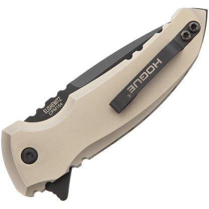 Hogue X1 Micro Button Lock Knife CPM-154 4in Closed Matte Tan Aluminum Handle For EDC Enthusiasts Pocket Clip by Hogue