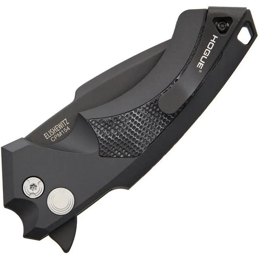 Hogue X5 Button Lock Spear Point Knife CPM 154 Black Finish Aluminum Handle G10 Insert EDC by Hogue