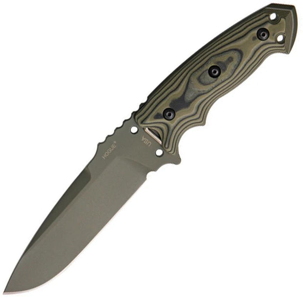 Hogue EX-F01 Fixed Blade Knife Green G-Mascus Camouflage Full Tang A2 Tool Steel Durable For Outdoor Survival by Hogue