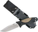 Hogue EX-F02 Fixed Blade Knife For Tactical EDC Enthusiasts 154CM Clip Point Tan Overmolded Grip MOLLE Sheath by Hogue