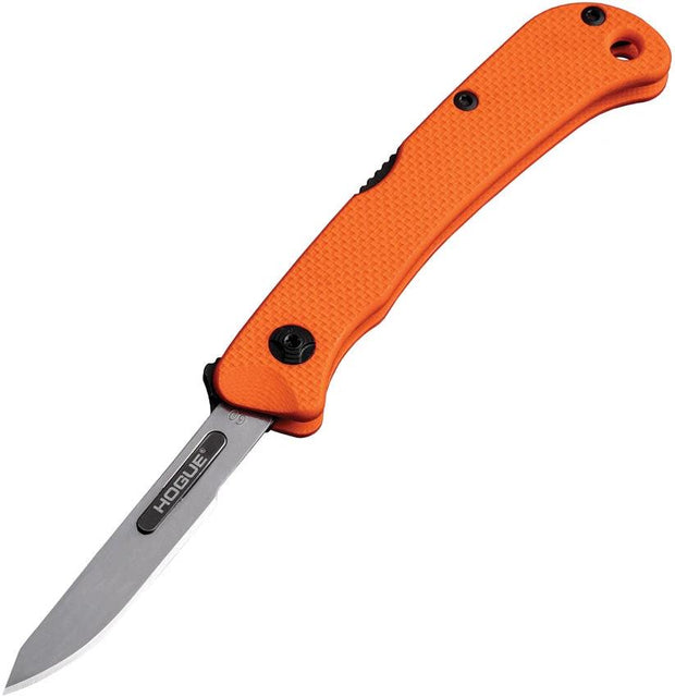 Hogue Expel Scalpel Lockback Knife Orange G10 Handle Dual Action Flipper Ejector Includes Extra Blades For Pros by Hogue