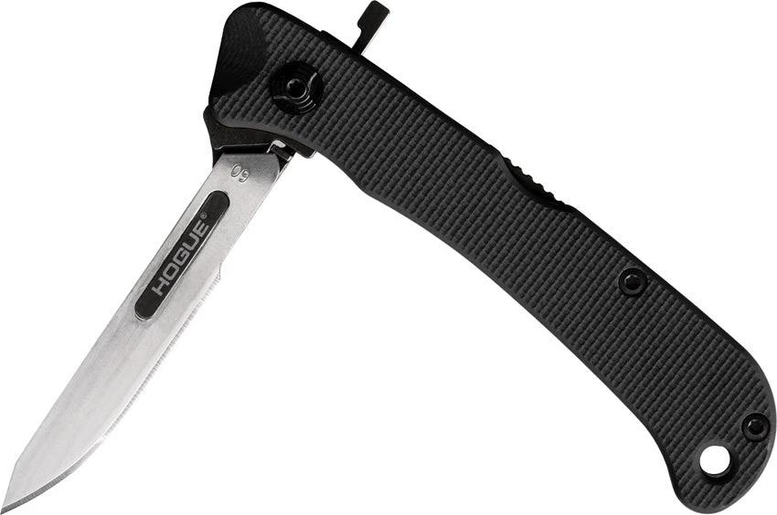 Hogue Expel Scalpel Lockback Knife For EDC Enthusiasts Premium Black G10 Handle With Replaceable Carbon Steel Blades by Hogue