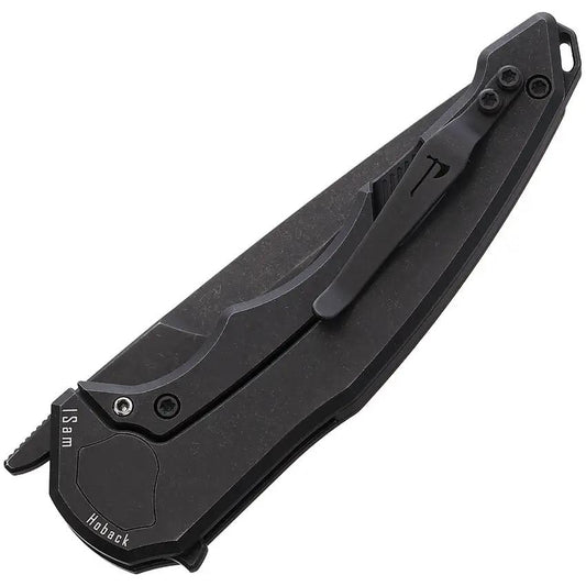 Hoback Knives OneSam Framelock Blackout - DLC Blade And Titanium Handle, Extended Tang by Hoback Knives