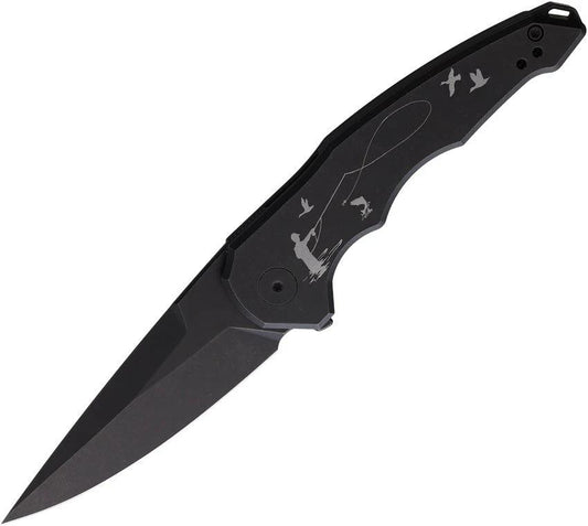 Hoback Knives OneSam Framelock Fishing 1SAM-/ FLY FISHING/BLK BLADE by Hoback Knives