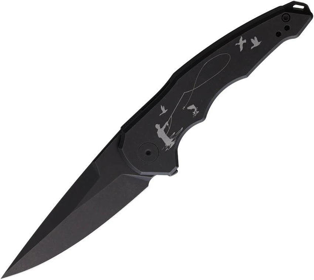 Hoback Knives OneSam Framelock Fishing 1SAM-/ FLY FISHING/BLK BLADE by Hoback Knives
