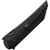Hoback Knives Kwaiback Button Lock Artic - Arctic Storm Carbon Fiber Handle, DLC Coated CPM-20CV Tanto Blade by Hoback Knives