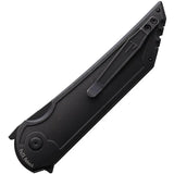 Hoback Knives Kwaiback Button Lock CF - Carbon Fiber Handle With Black Titanium Back Handle, DLC CPM-20CV Tanto Blade by Hoback Knives